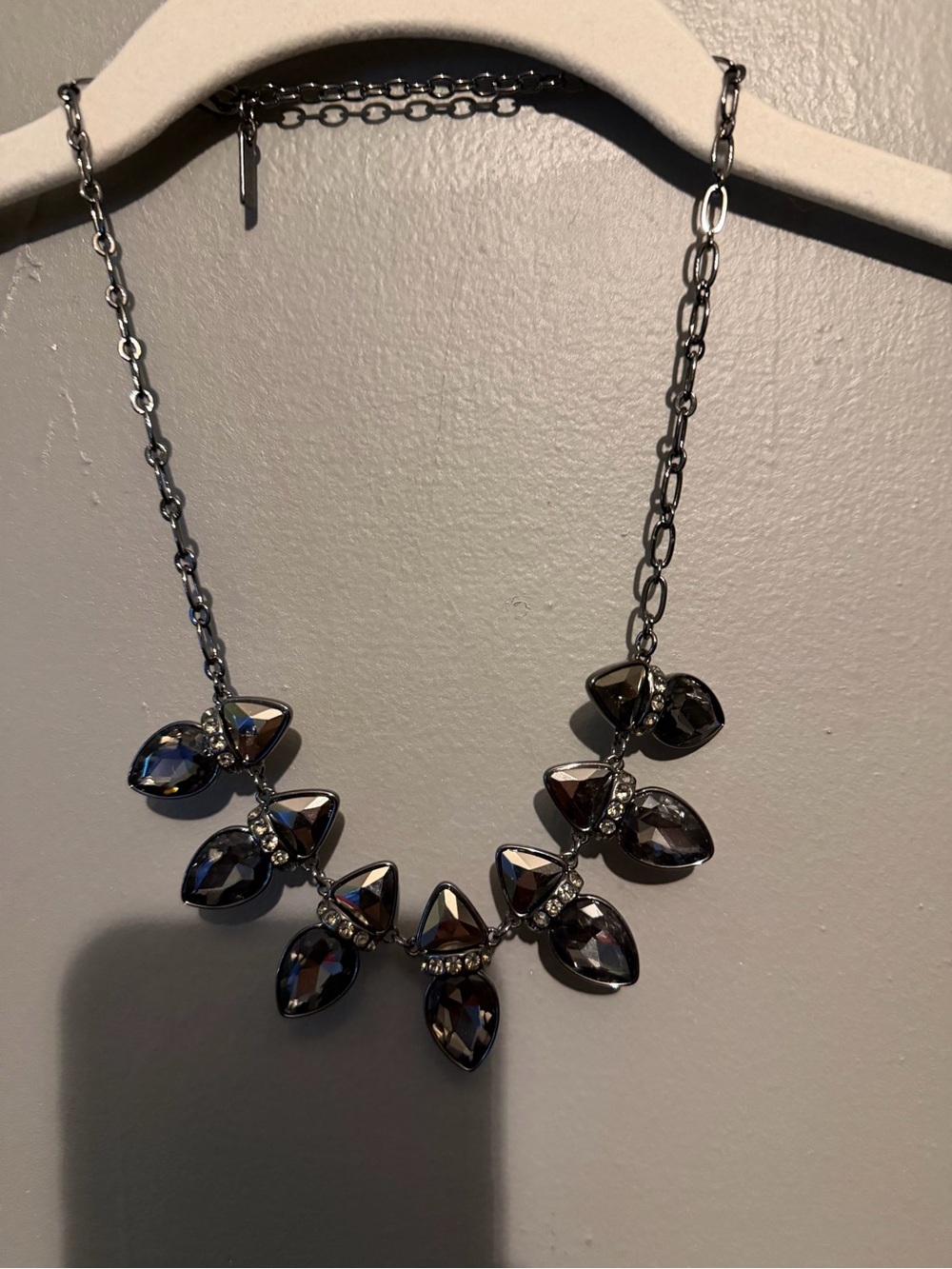 Source Unknown Silver-Tone Smoky Crystal Necklace